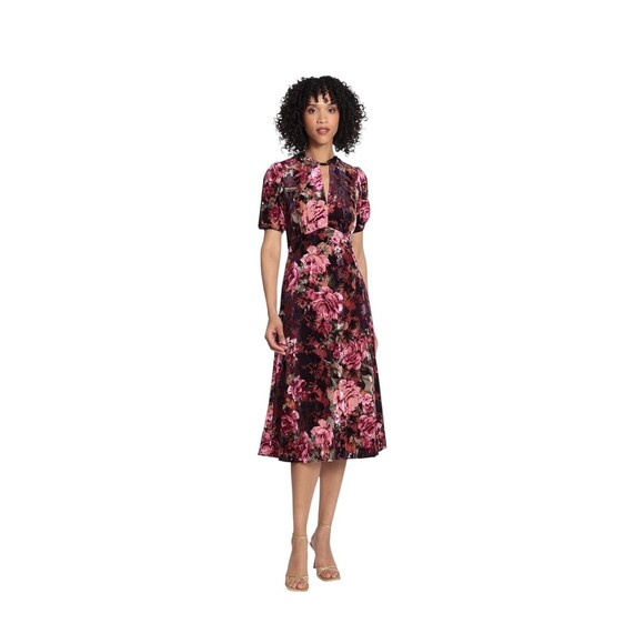 Maggy London Velvet Womens Floral Dress Casual/ Dressy VERY ELEGANT SIZE 10 - Picture 1 of 4